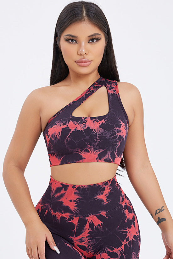 Seamless One-Shoulder Bra & Scrunch Leggings Set - High Waisted Yoga Pants 