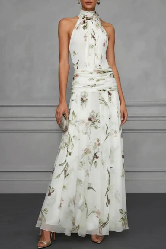 Hanging neck printed dress 