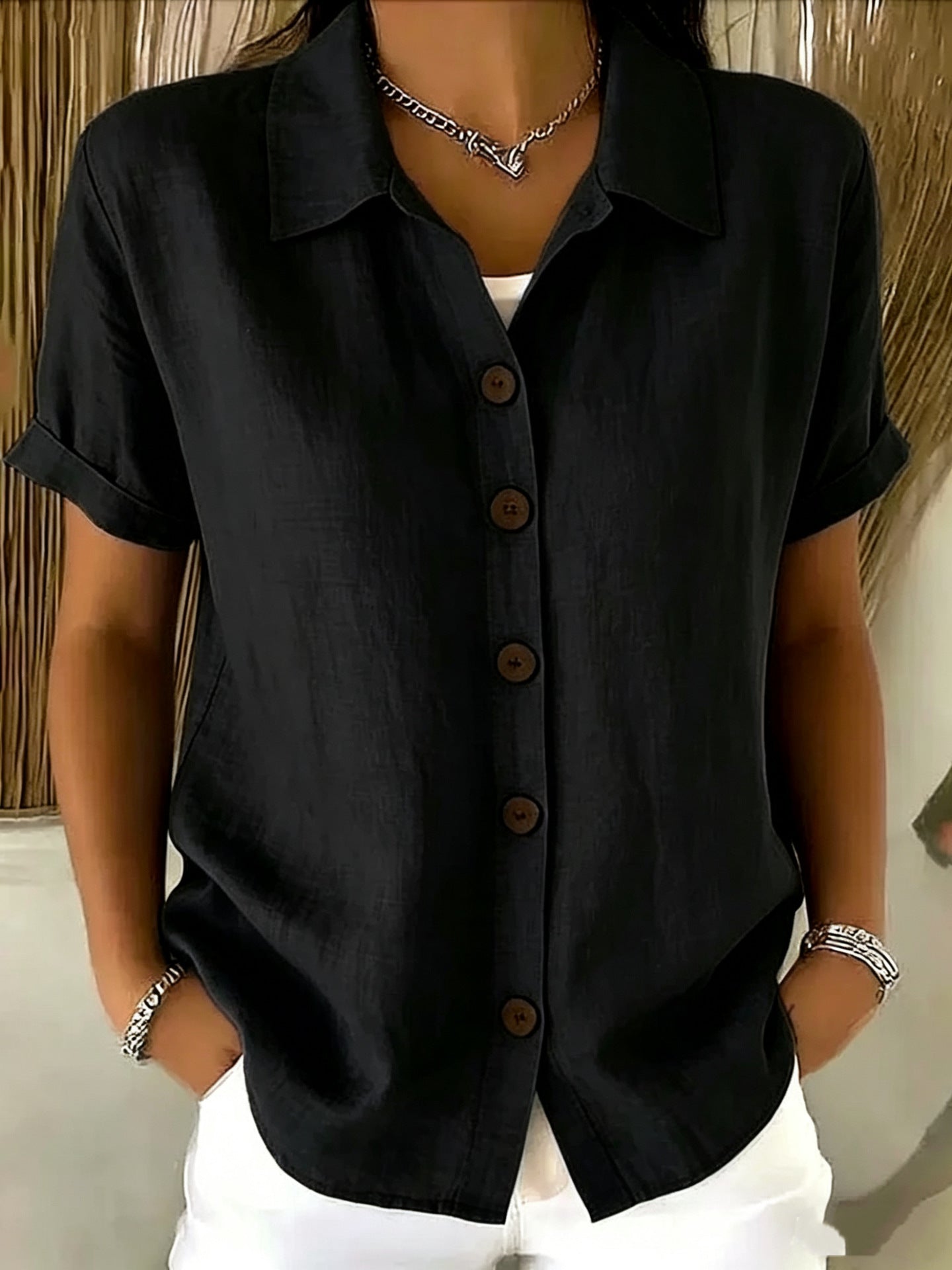 Collar short sleeved top 