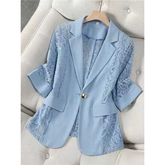 Solid color lace patchwork small suit jacket for women's top 