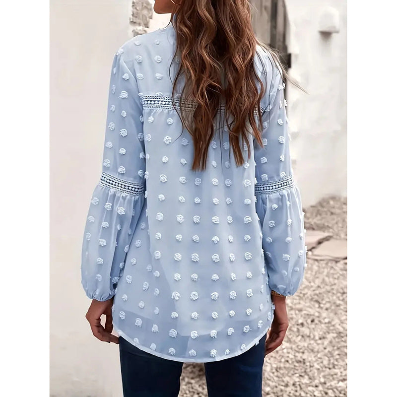 Women’s Long‑Sleeve V‑Neck Business Casual Blouse CJ US