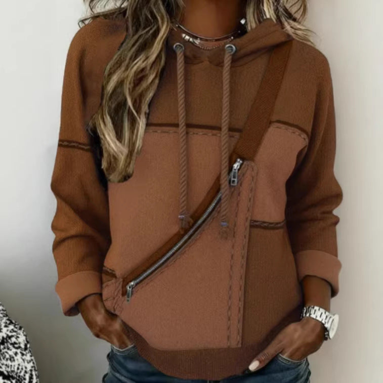 Womens 3D printed Hooded Long sleeve Sweatshirt With No Pockets 