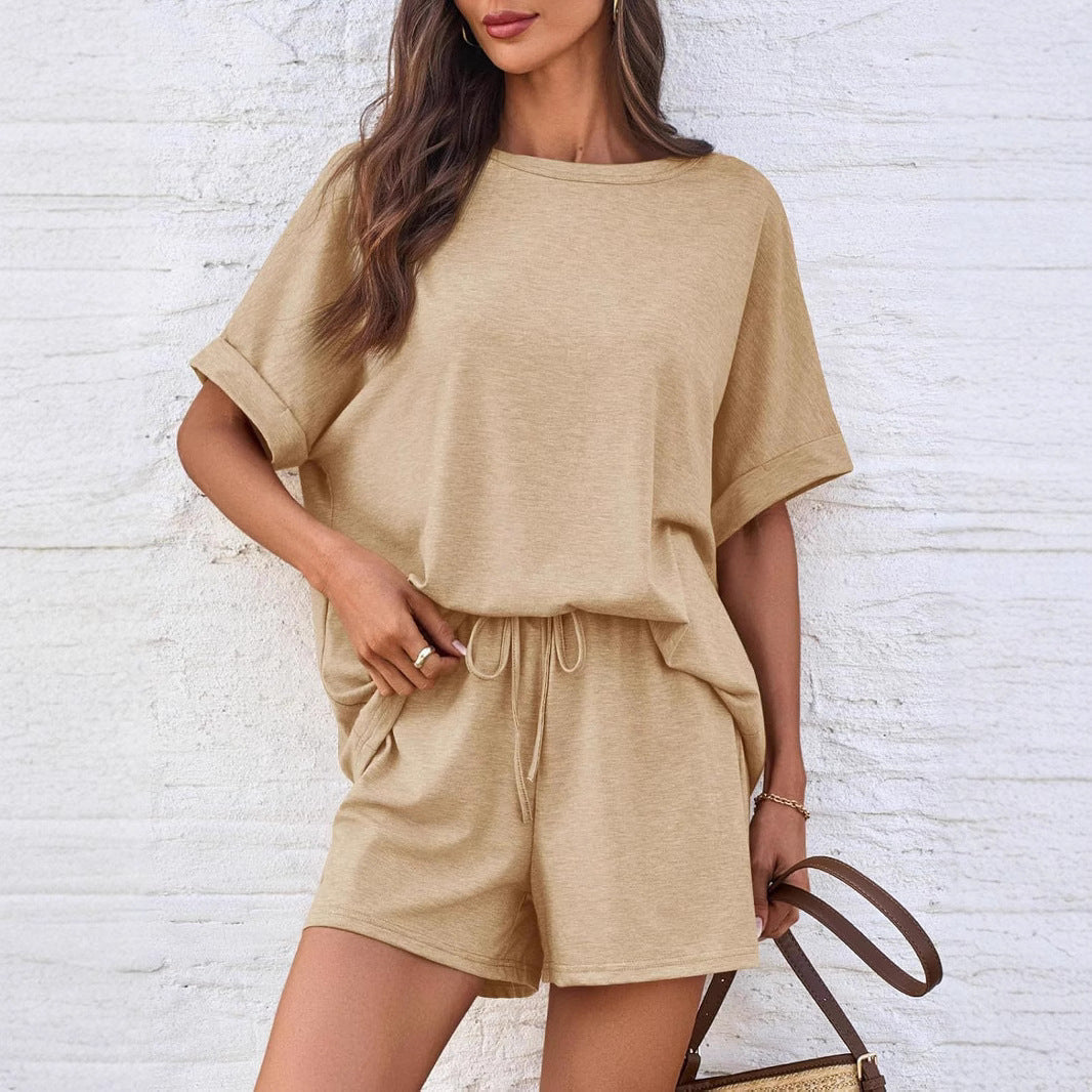 Casual Suit Oversized Short Sleeve T-shirt Drawstring Shorts Casual Wear Sportswear FitiqueFit