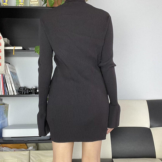 V-Neck Ribbed Knit Button Top 