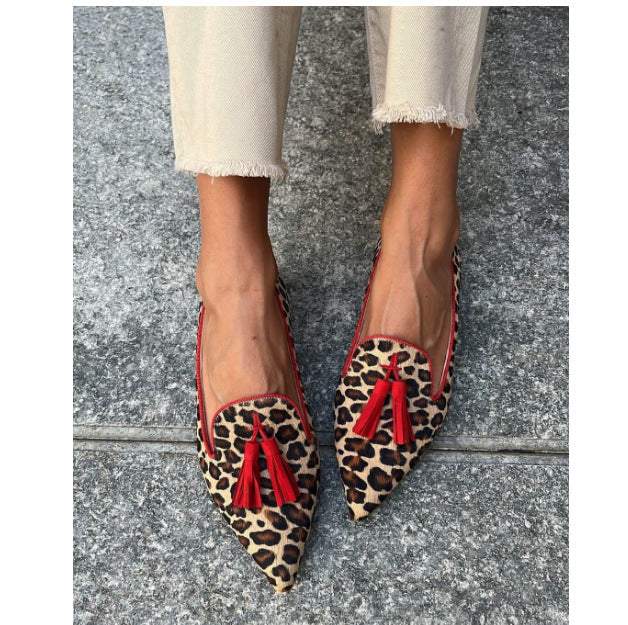 Women's Cows Pattern Tassel Casual Pumps 
