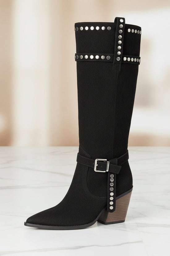 Lady's High Heel Boots with Studs, Pointed Toe, High Shaft Western Style Made to order, ships in 7 days 