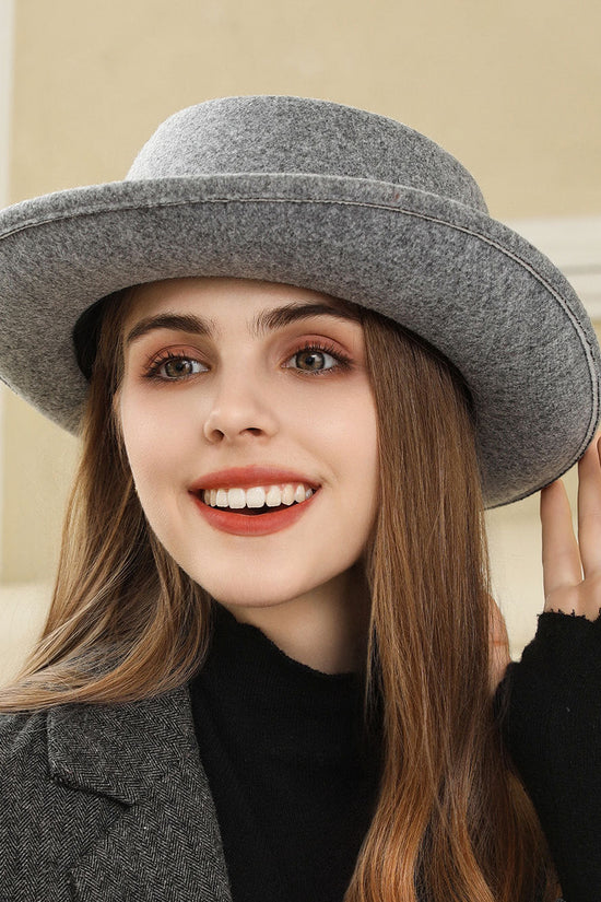 Vintage Bow British Retro Flat Top Hat for Women 