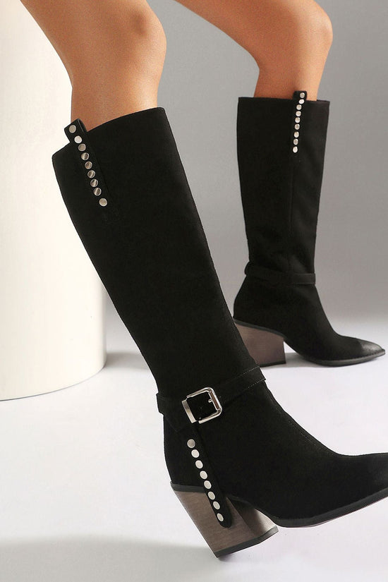 Lady's High Heel Boots with Studs, Pointed Toe, High Shaft Western Style Made to order, ships in 7 days 