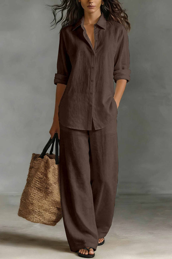 Bohemian Resort Cotton-Linen Top And Pants Set 