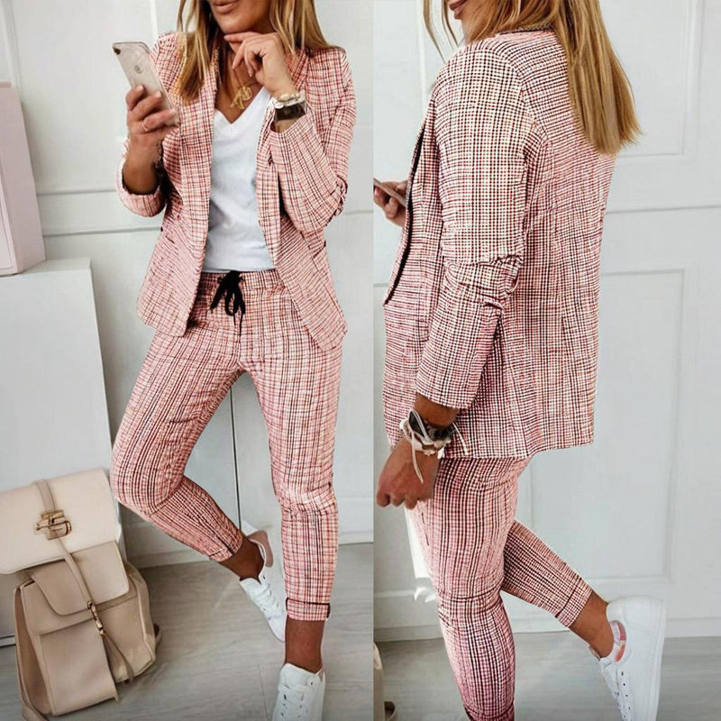 Women’s Plaid Two‑Piece Suit Set CJ US