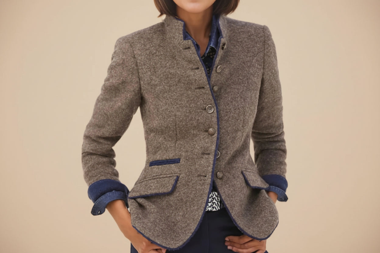 Multi-button Color Matching Women's Woolen Jacket 