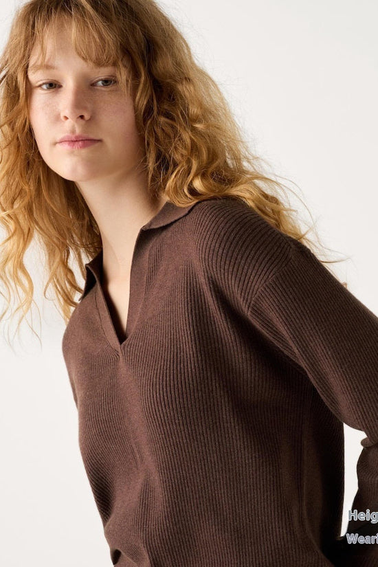Women’s Ribbed Half-Open Collar Sweater CJ