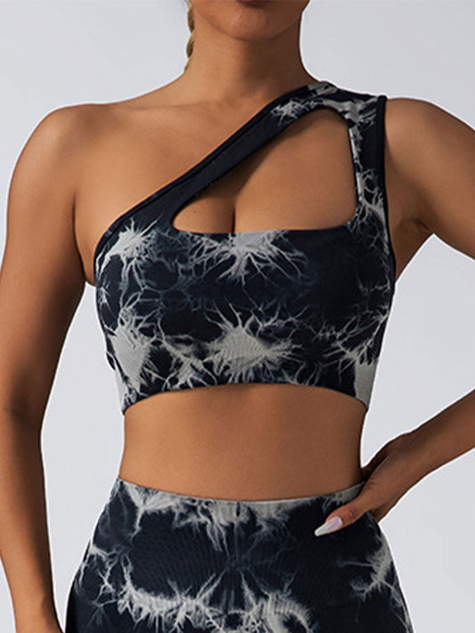 Seamless One Shoulder Sports Bra Scrunch Butt Lifting Leggings Gym Outfits Tracksuits FitiqueFit