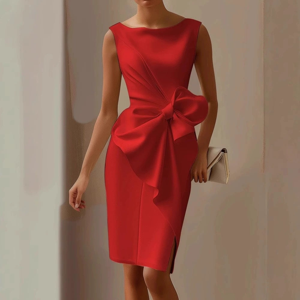Bow-knot Fashion Sleeveless Midi Dress 