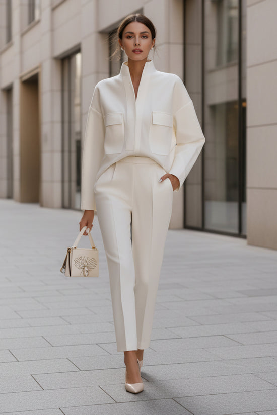 Stylish Urban Commuter Pocketed Top And Pants Set 