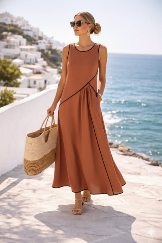 Mediterranean-style Vacation Dress For Women Contrast Colors 