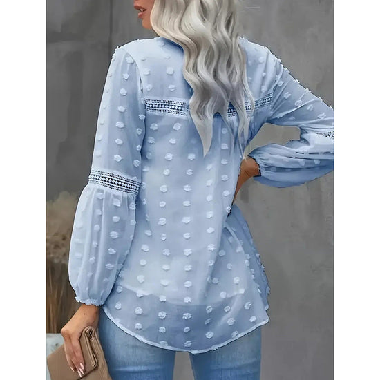 Women’s Long‑Sleeve V‑Neck Business Casual Blouse CJ US