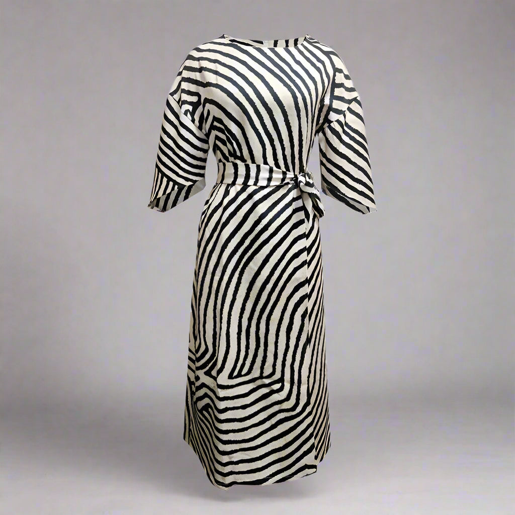 Women's Elegant Geometric Print Batwing Sleeve Round Neck Flowy Maxi Dress Spring Summer Casual Or Fashion Dress CJ US