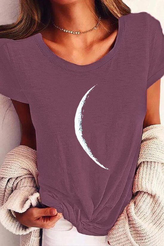 Wide Collar Printed T-Shirt – Casual Short Sleeve Top for Women FitiqueFit