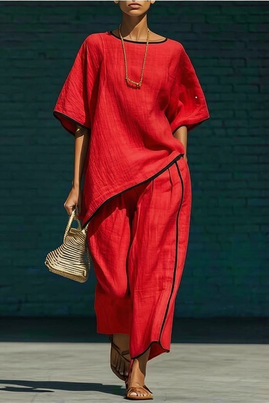 Casual Resort-Style Fashionable Loose Two-Piece Set For Women 