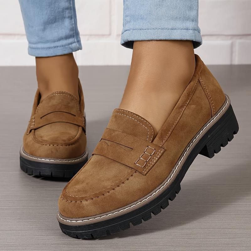 Women's Solid Color Fashionable Thick-soled Loafers 