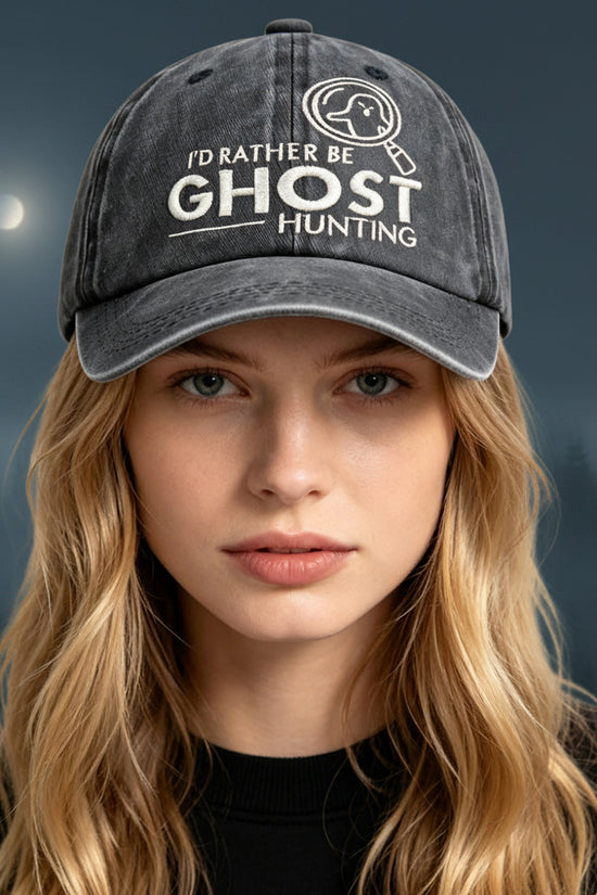 2pcs Ghost Hunting Baseball Cap, Embroidered Washed Cotton Hat, Retro Unisex Cap For Paranormal Fans 