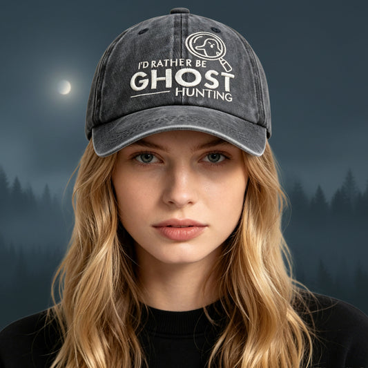2pcs Ghost Hunting Baseball Cap, Embroidered Washed Cotton Hat, Retro Unisex Cap For Paranormal Fans 