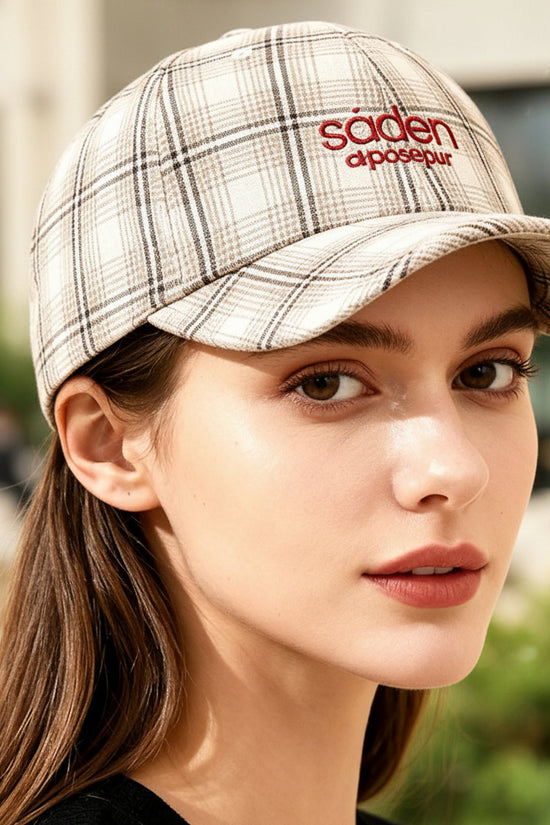 Striped Checkered Embroidered Letter Simple And Fashionable Baseball Cap Suitable For Daily Outdoor Outings And Travels 
