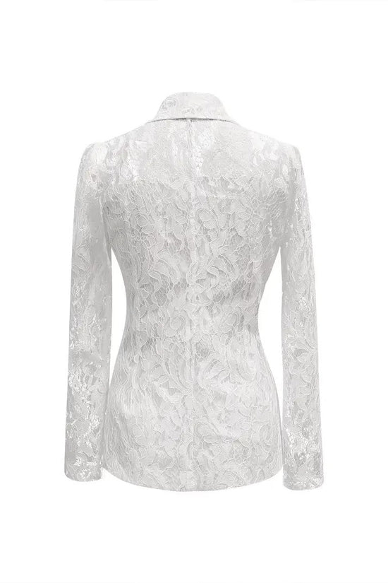 Fashionable Casual Elegant Lace V-Neck Sheer Blazer for Women 