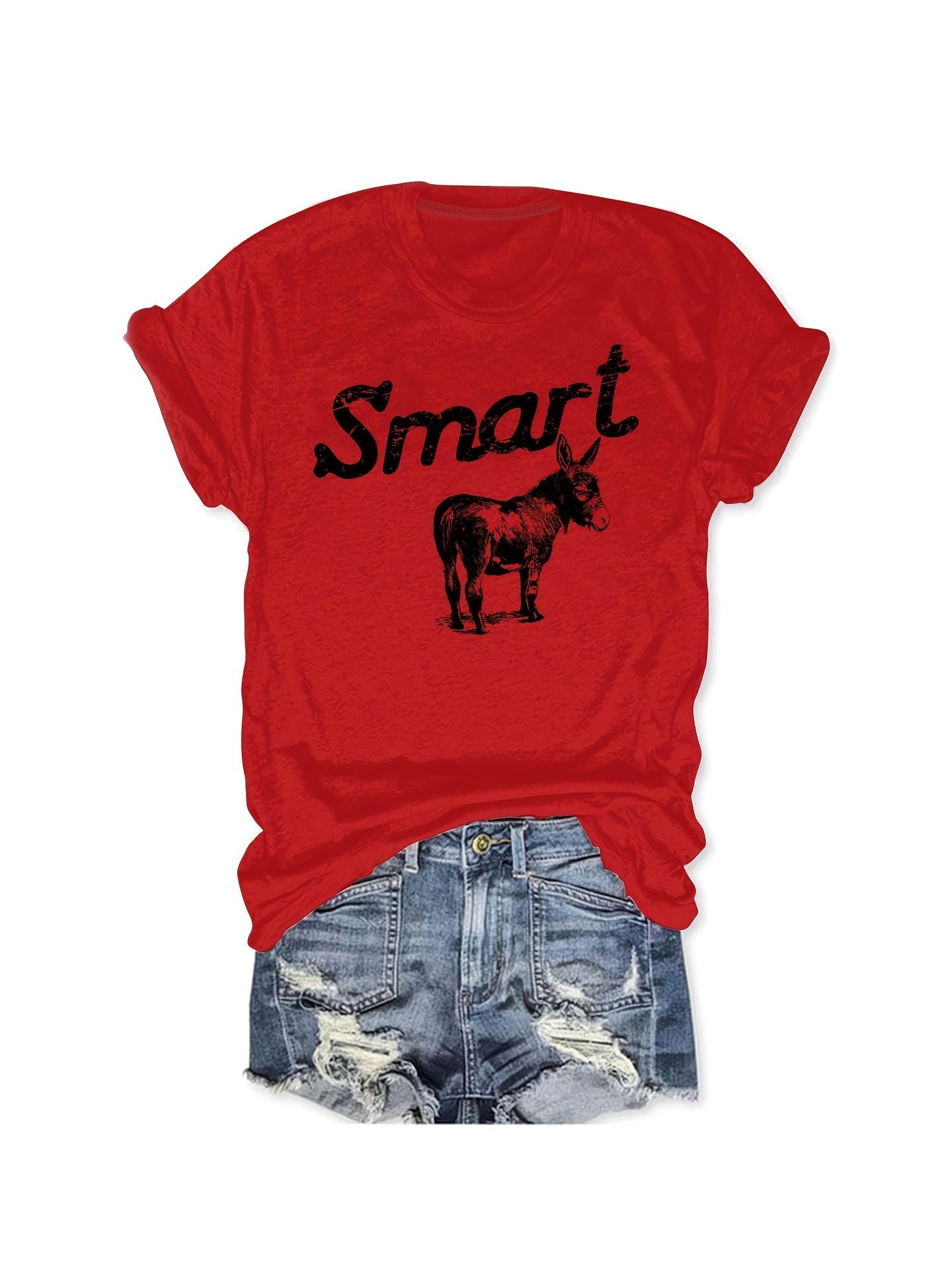Women's Round Neck Short Sleeve T-Shirt - Casual Summer Top 