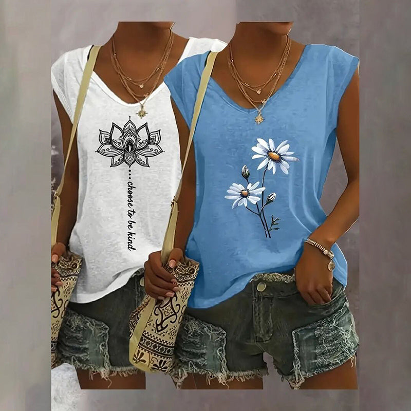 2Pack Women's V Neck Sleeveless Tank Tops Loose Fit Casual Summer Beach Shirts FitiqueFit