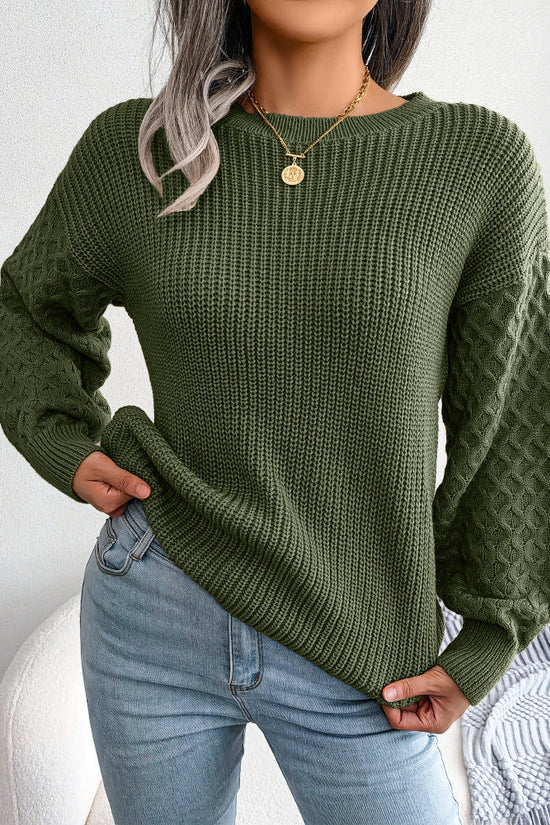 Autumn And Winter Casual Lantern Long Sleeve Knitted Sweater Women's Clothing CJ US