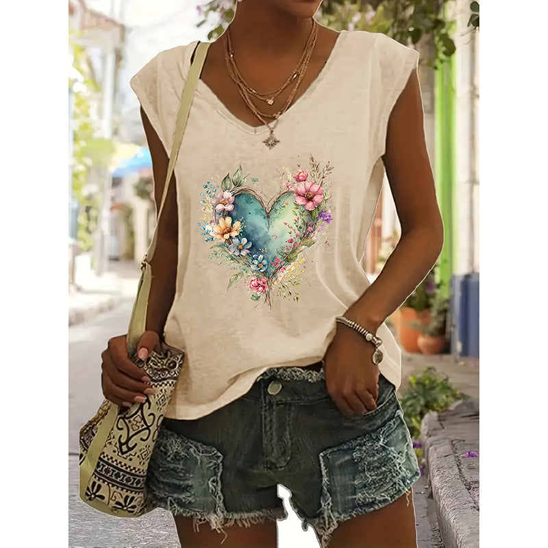 2-Pack Women's Floral T-Shirts Be Kind Wildflowers Graphic Print Casual V-Neck Tee Tops CJ