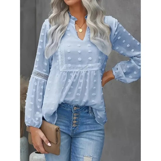 Women’s Long‑Sleeve V‑Neck Business Casual Blouse CJ US