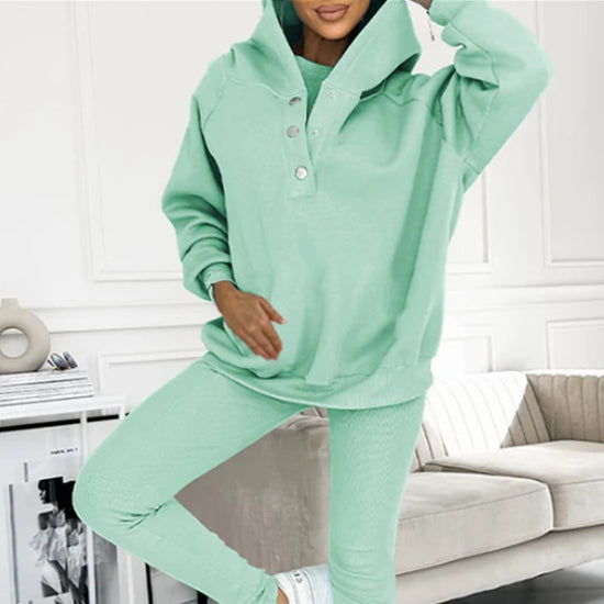 Women's Sports Suit Loose Hooded Sweatshirt & Vest Trousers | Diversi