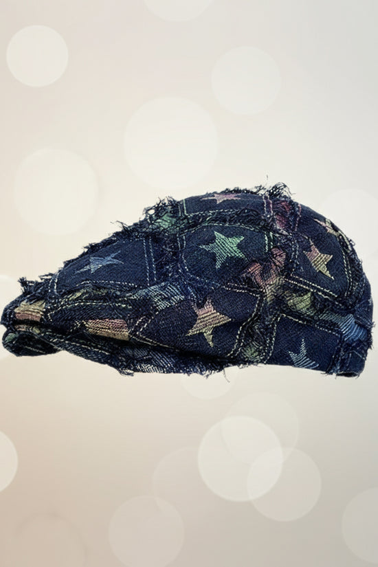 Colorful Plaid Five-pointed Star Advance Hats Women's Korean-style Anti-wear Distressed Edging Beret CJ