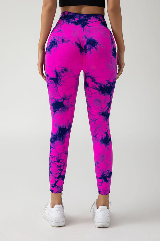 New Style Women's High-Waisted Yoga Leggings With Hollow-Out & Tie-Dye Design CJ US