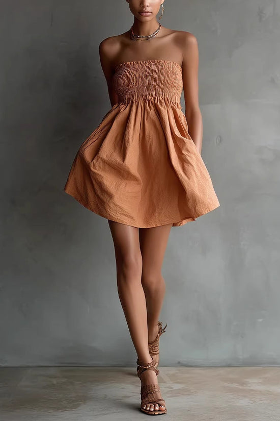 Women's Solid-Colored Strapless Tube Dress 