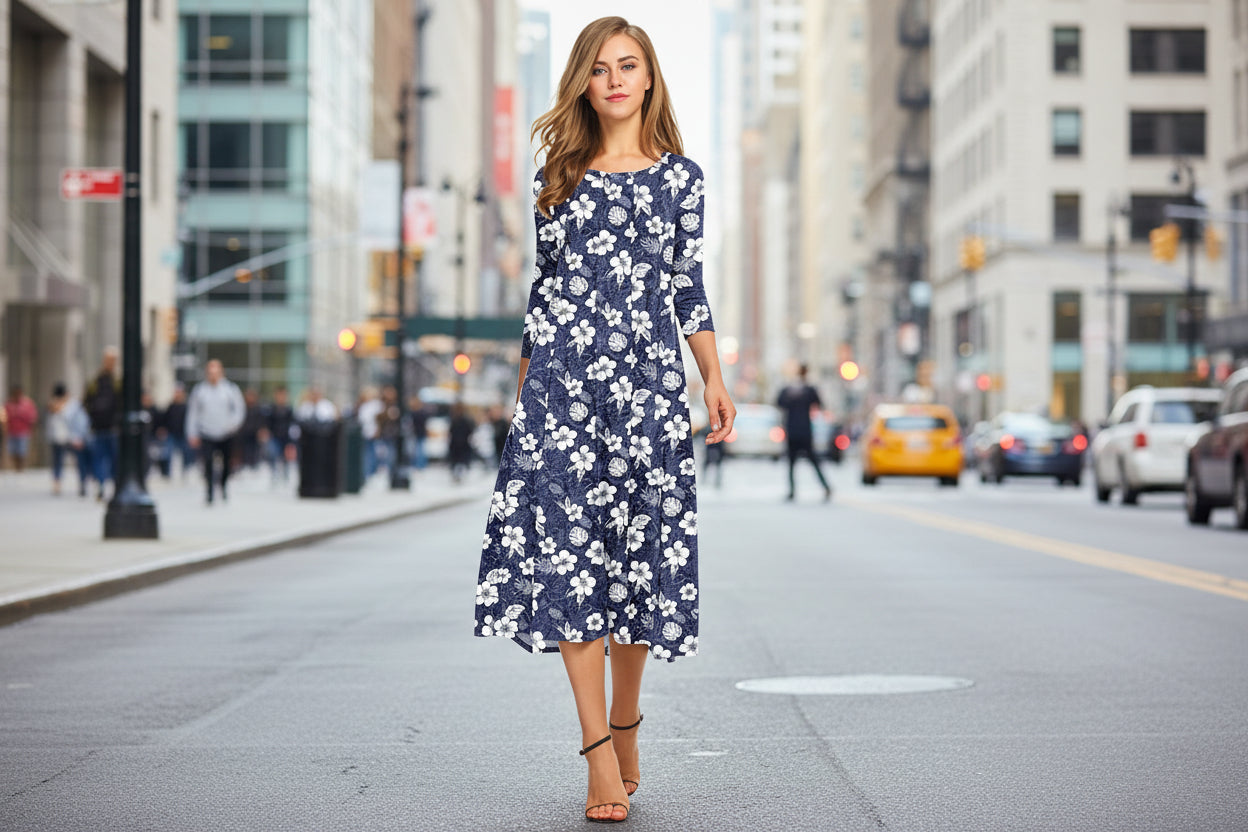 Women's Fashion Floral Slim-fit Short-sleeve Dress 
