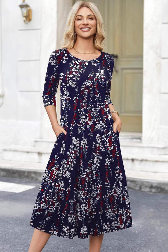 Women's Fashion Floral Slim-fit Short-sleeve Dress 