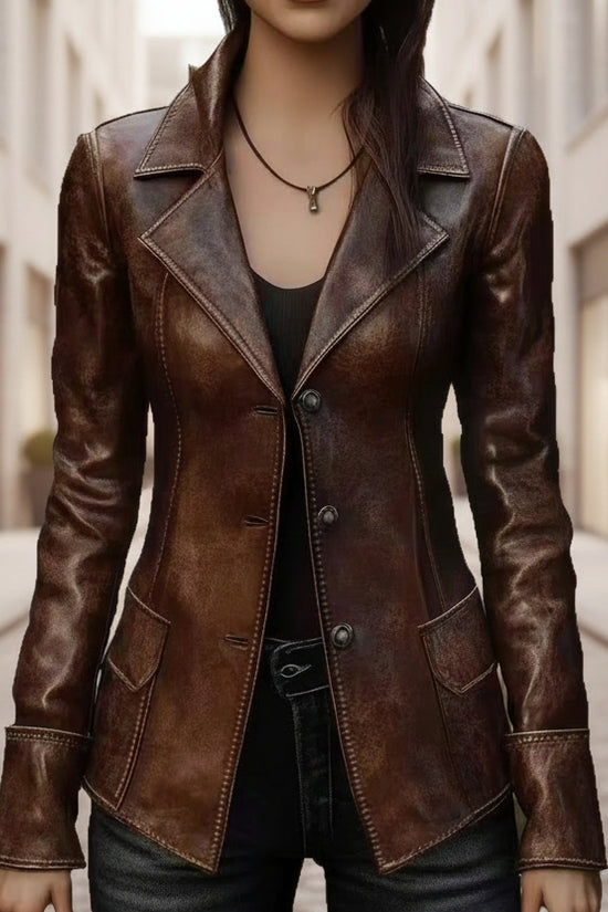 Chic Retro Cool Biker Leather Jacket Top 