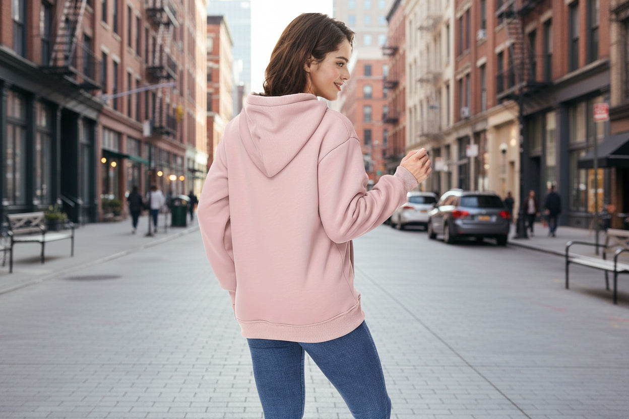 Winter New Arrival - Fashion Solid Color Velvet Hoodie - Warm Autumn And Winter Top - Hoodie With Adjustable Drawstring And Kangaroo Pocket, Comfortable Women's Sweatshirt 