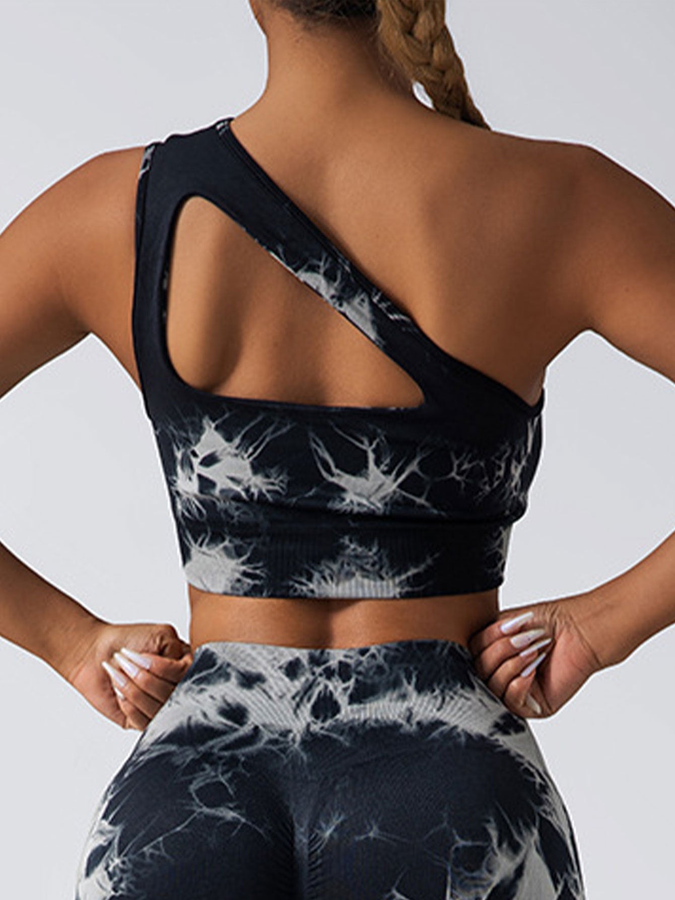 Seamless One-Shoulder Bra & Scrunch Leggings Set - High Waisted Yoga Pants FitiqueFit