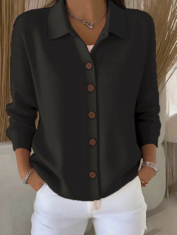 Button-knitted Lapel Sweater Cardigan Coat For Women 