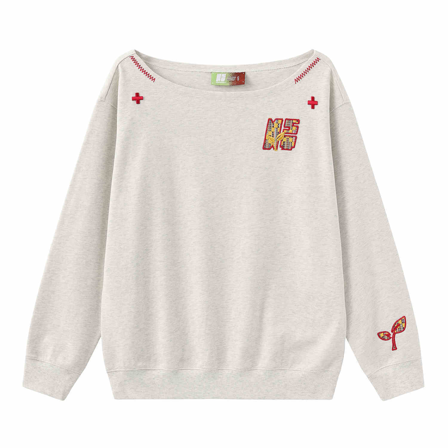 Women’s Slanted Shoulder Embroidered Long-Sleeve Top CJ