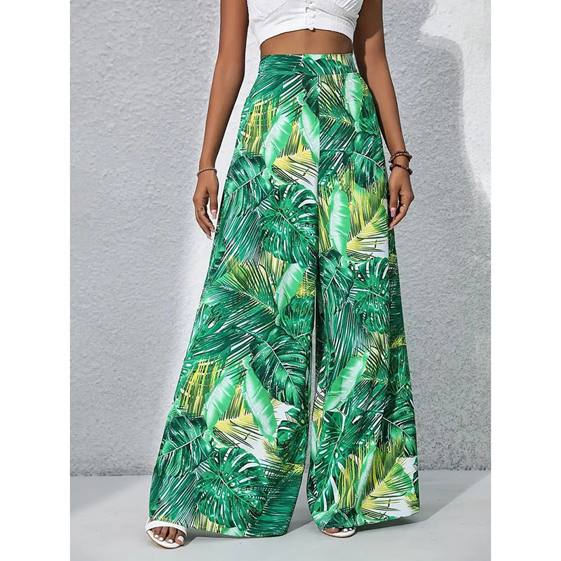 Palazzo Pants For Women Casual High Waist Printed Wide Leg Pant Trendy Boho Trousers Fashion Beach Outfits CJ US