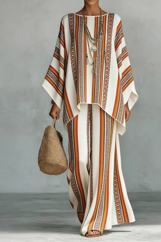 Women's Fashionable Printed Crew-Neck Casual Long-Sleeve Set 