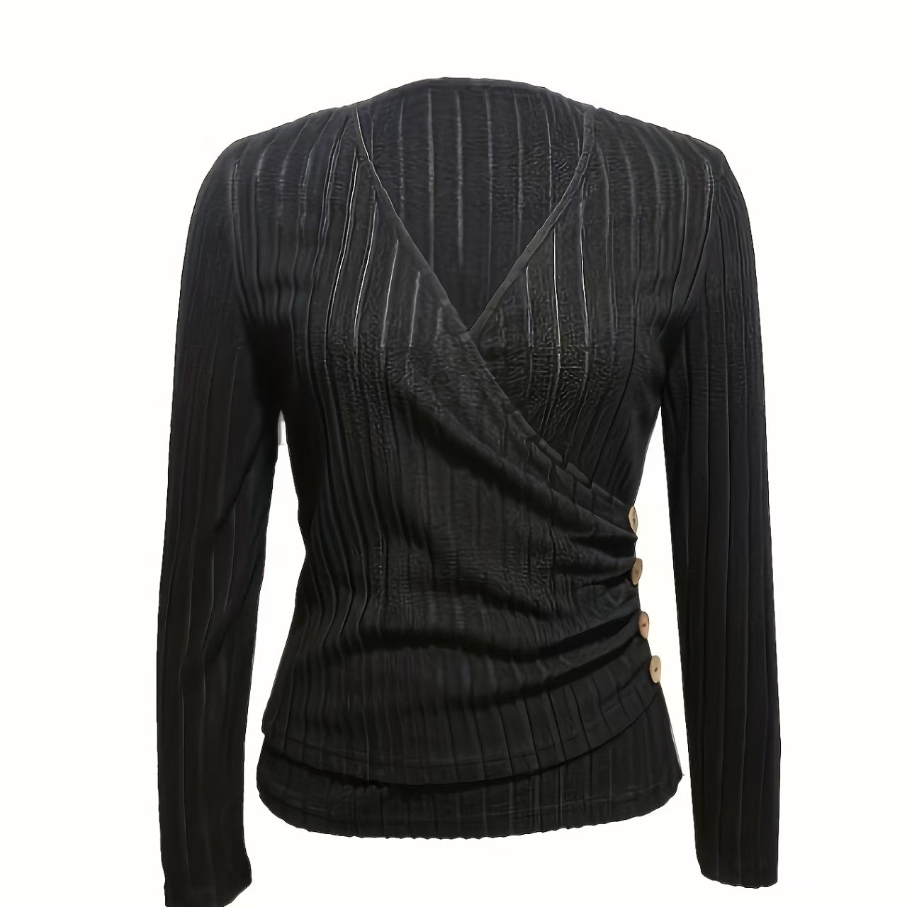 Women's Solid Color Fashion New Product V-neck Pleated Top CJ US