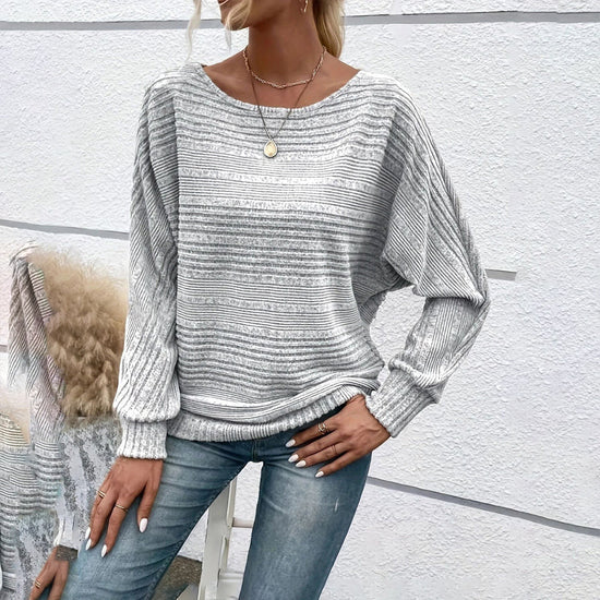 Women’s Textured Round-Neck Long-Sleeve Pullover CJ US