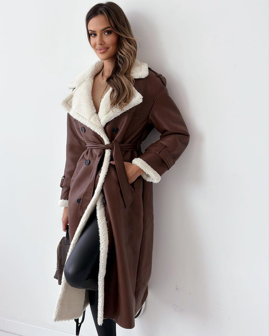 Winter Jacket With Belt Fashion Double Breasted Lapel Windbreaker Women's Long Trench Coat Mid-length Overcoat Clothing 